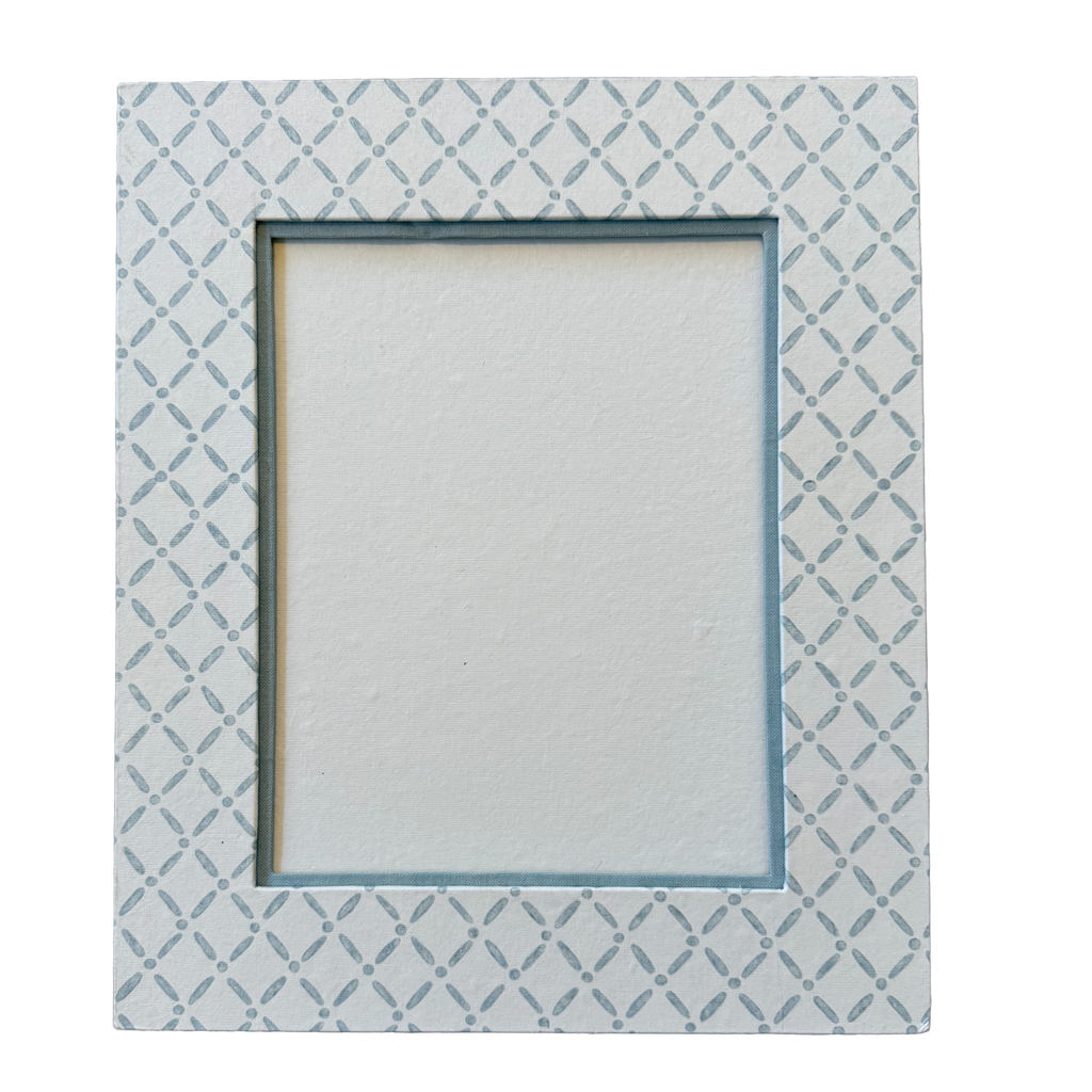 8x10 Block Printed Frame for tabletop or wall in Croix Blue