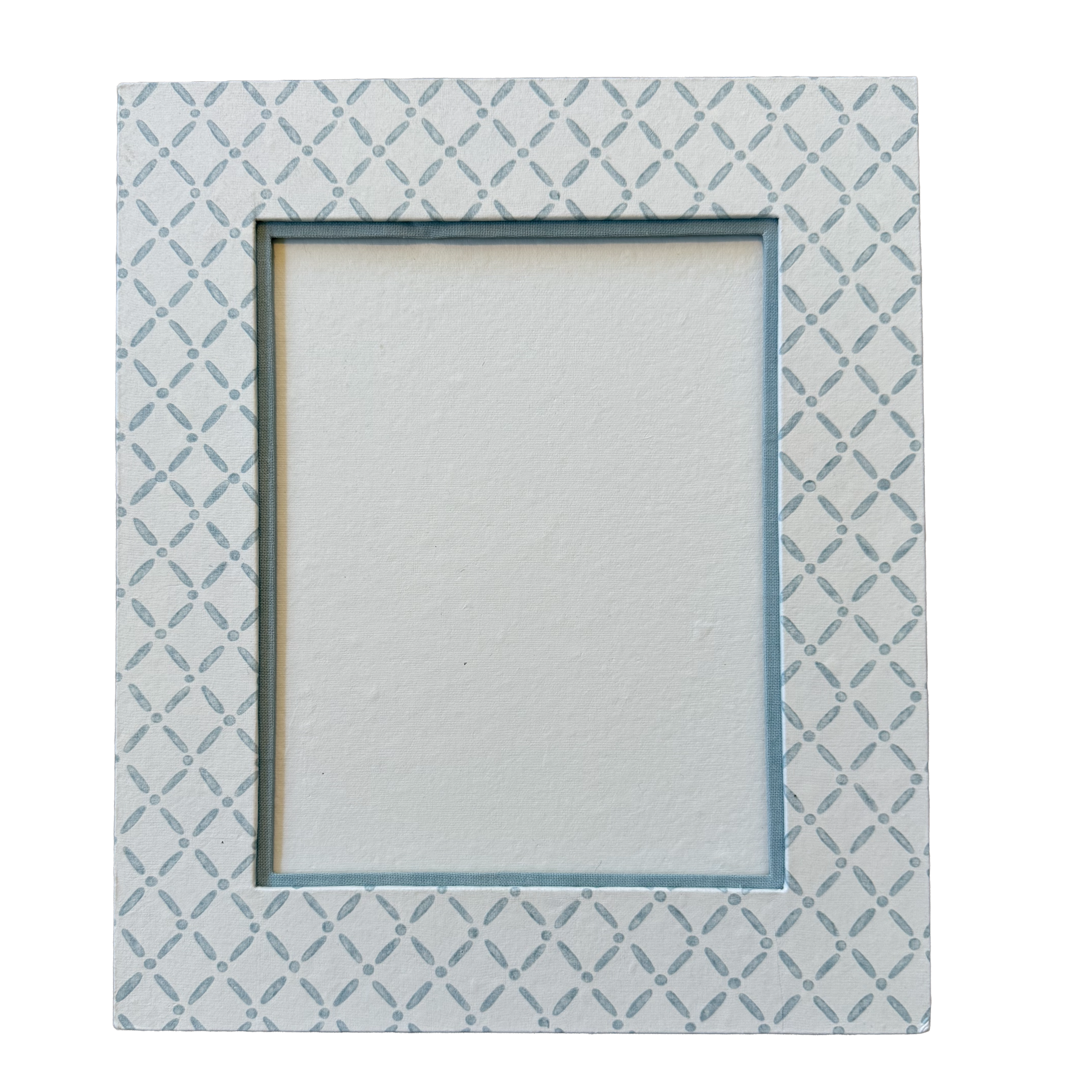 8x10 Block Printed Frame for tabletop or wall in Croix Blue