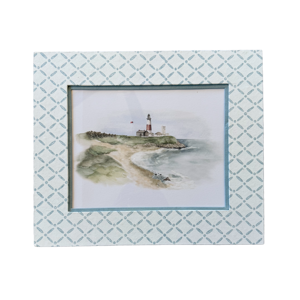 8x10 Block Printed Frame for tabletop or wall in Croix Blue