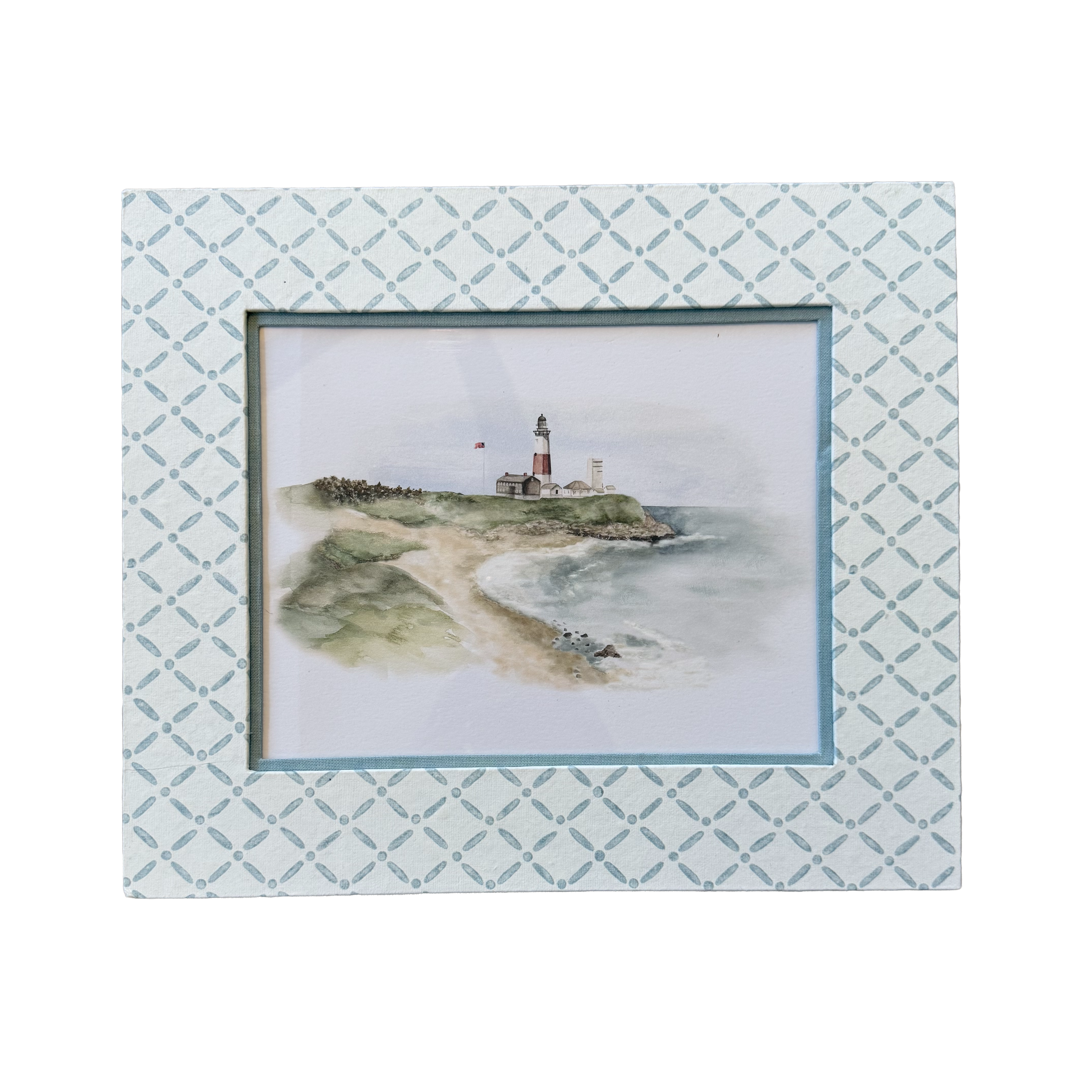 8x10 Block Printed Frame for tabletop or wall in Croix Blue