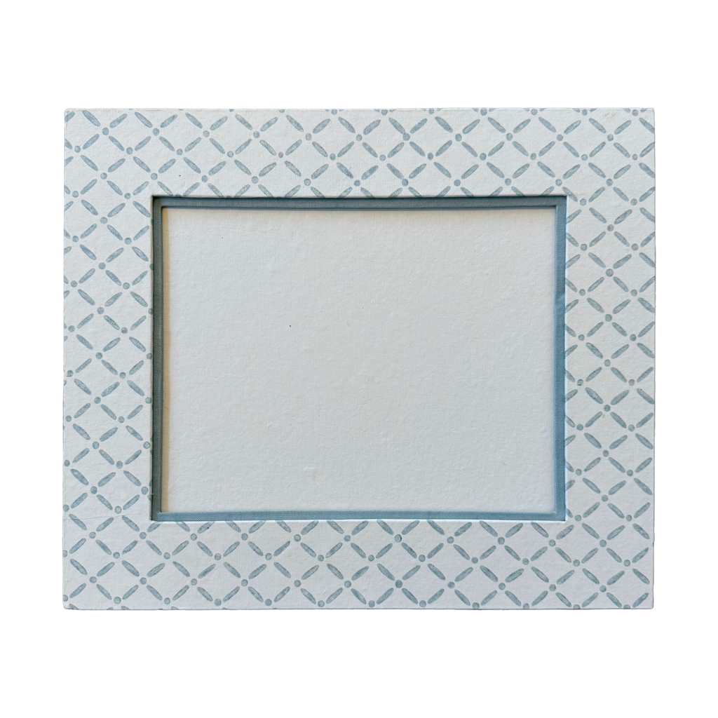 8x10 Block Printed Frame for tabletop or wall in Croix Blue