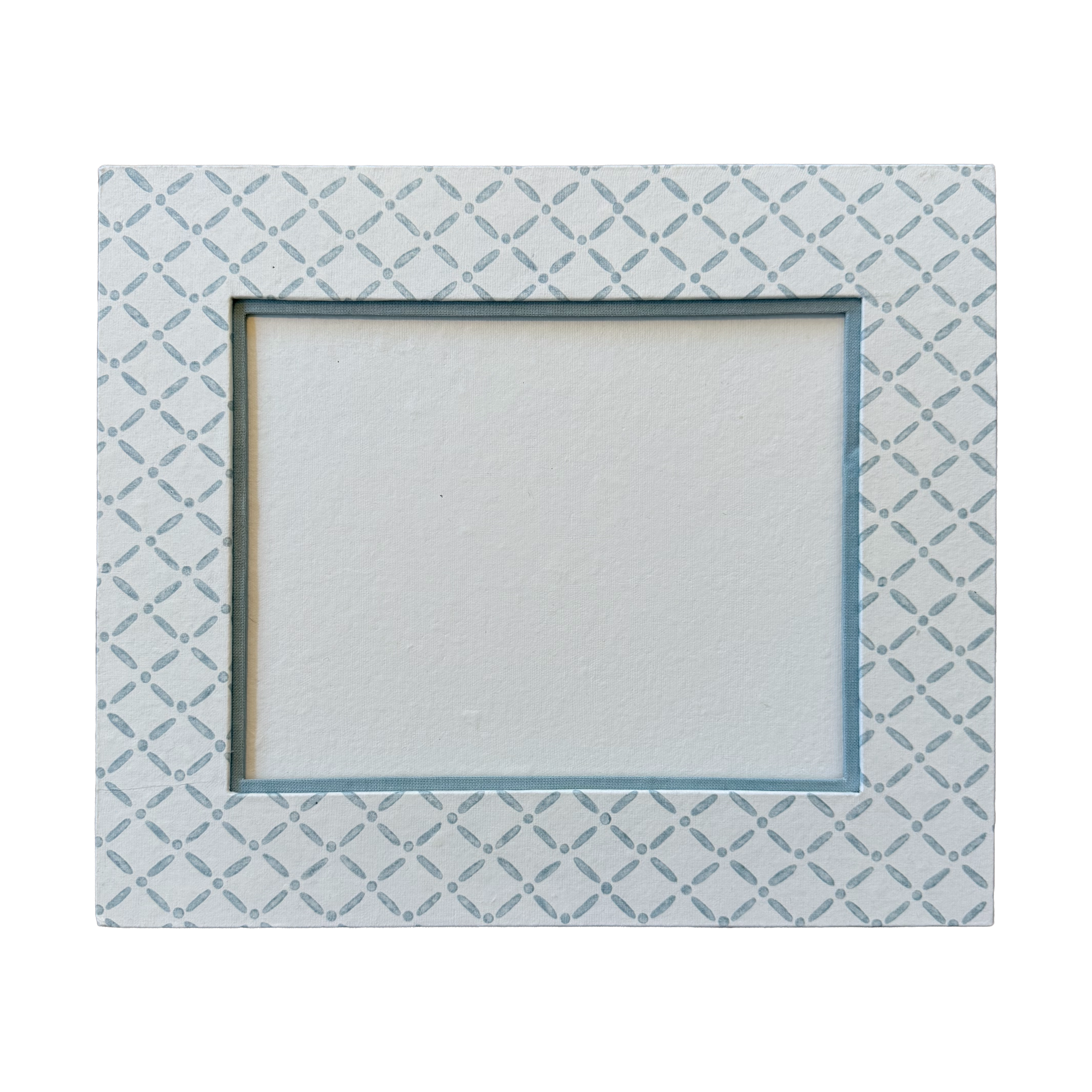 8x10 Block Printed Frame for tabletop or wall in Croix Blue