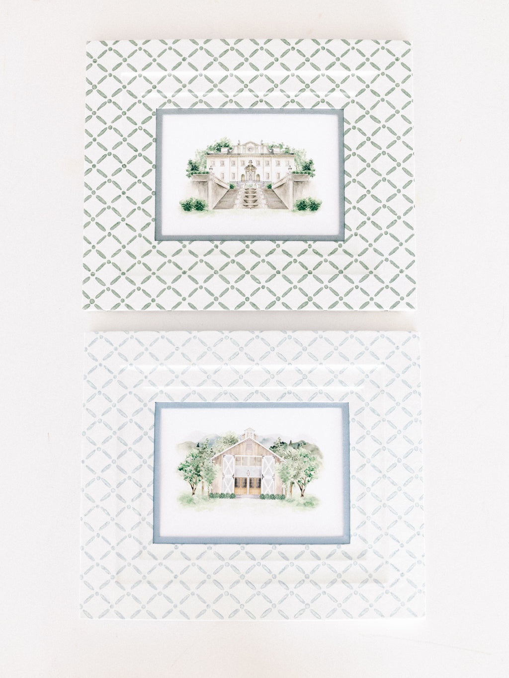 5x7 Block Printed Picture Frame in Croix Green