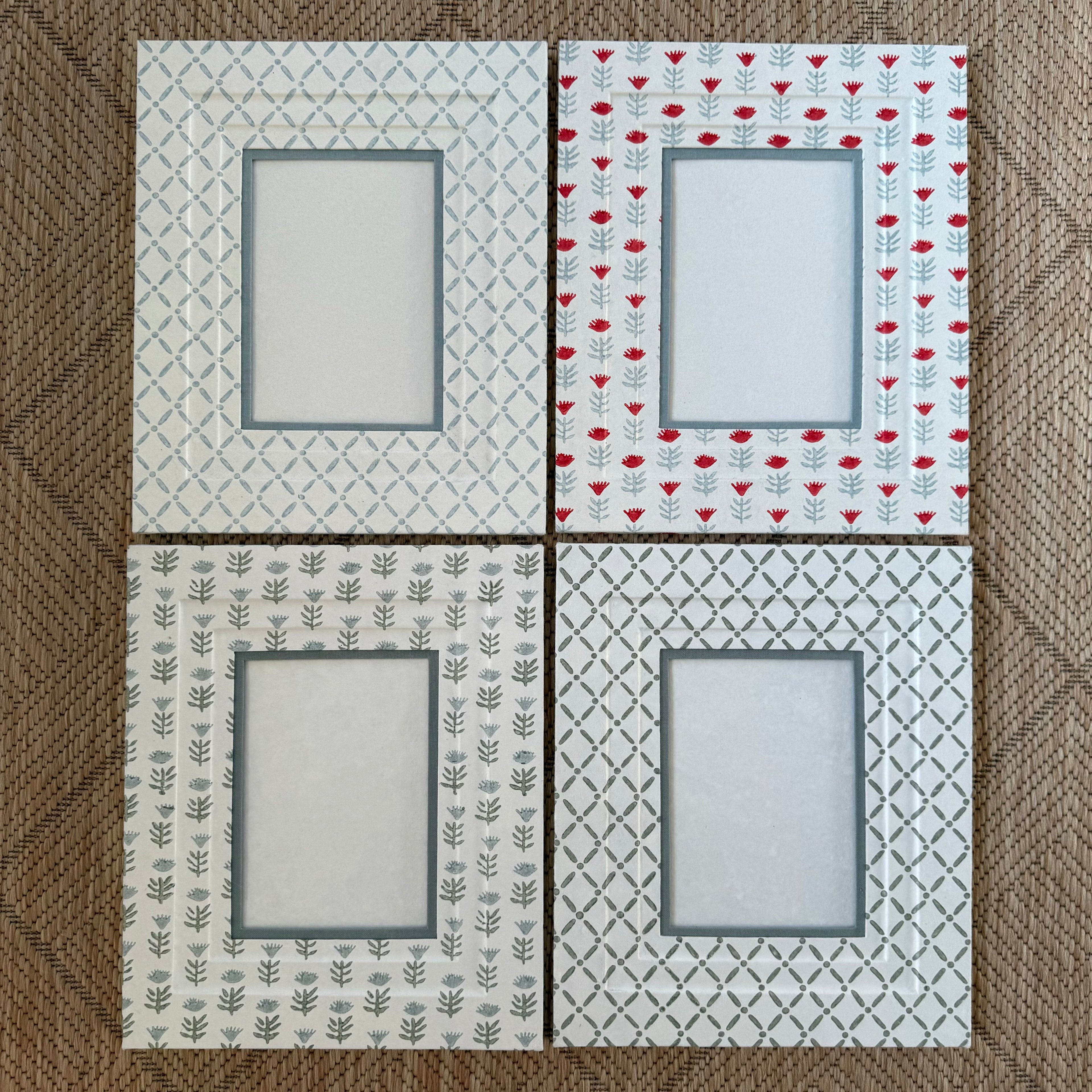 5x7 Block Printed Picture Frame in Croix Blue