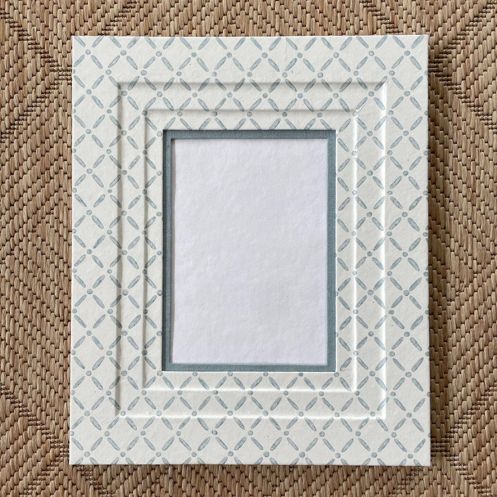 5x7 Block Printed Picture Frame in Croix Blue