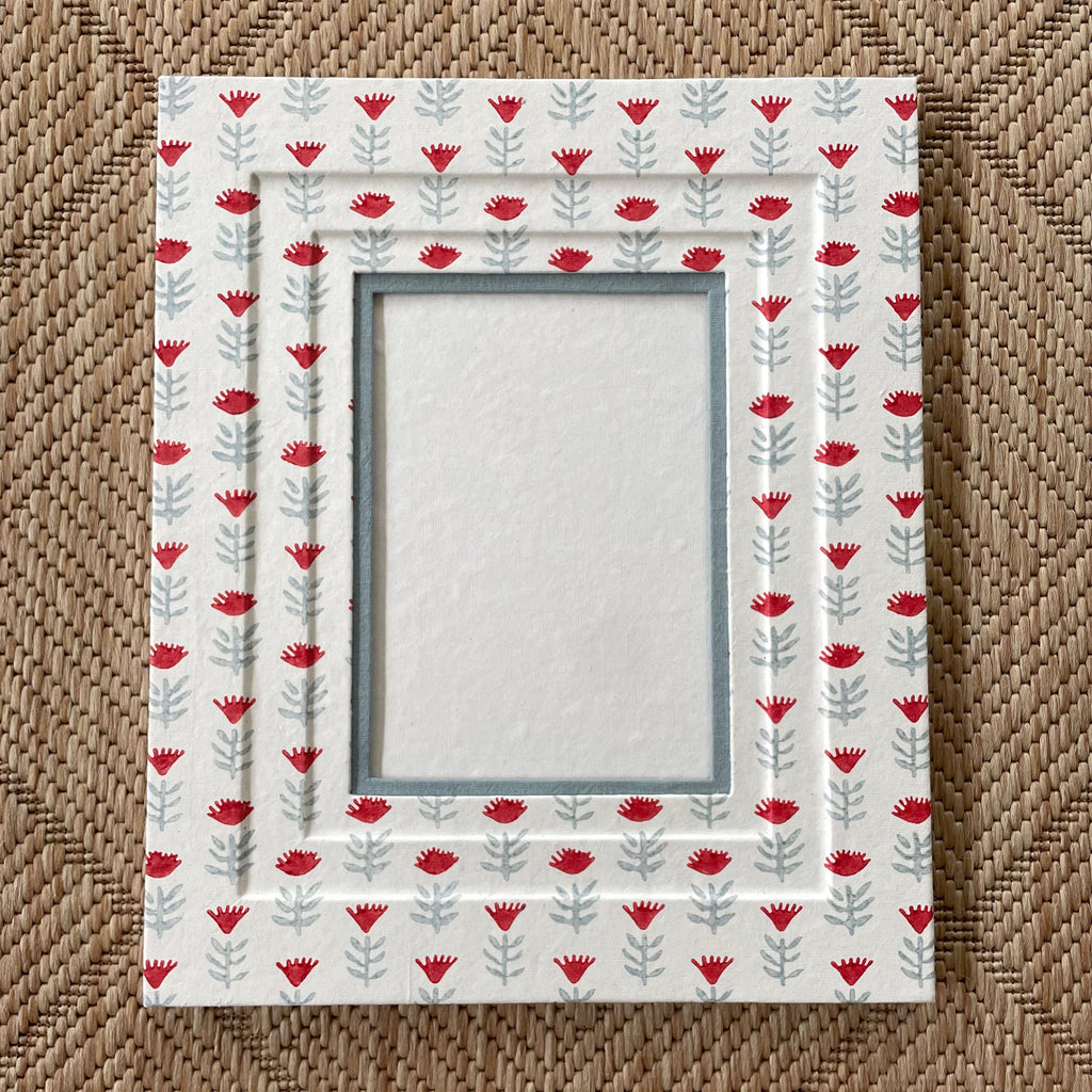 5x7 Block Printed Picture Frame in Claire Poppy