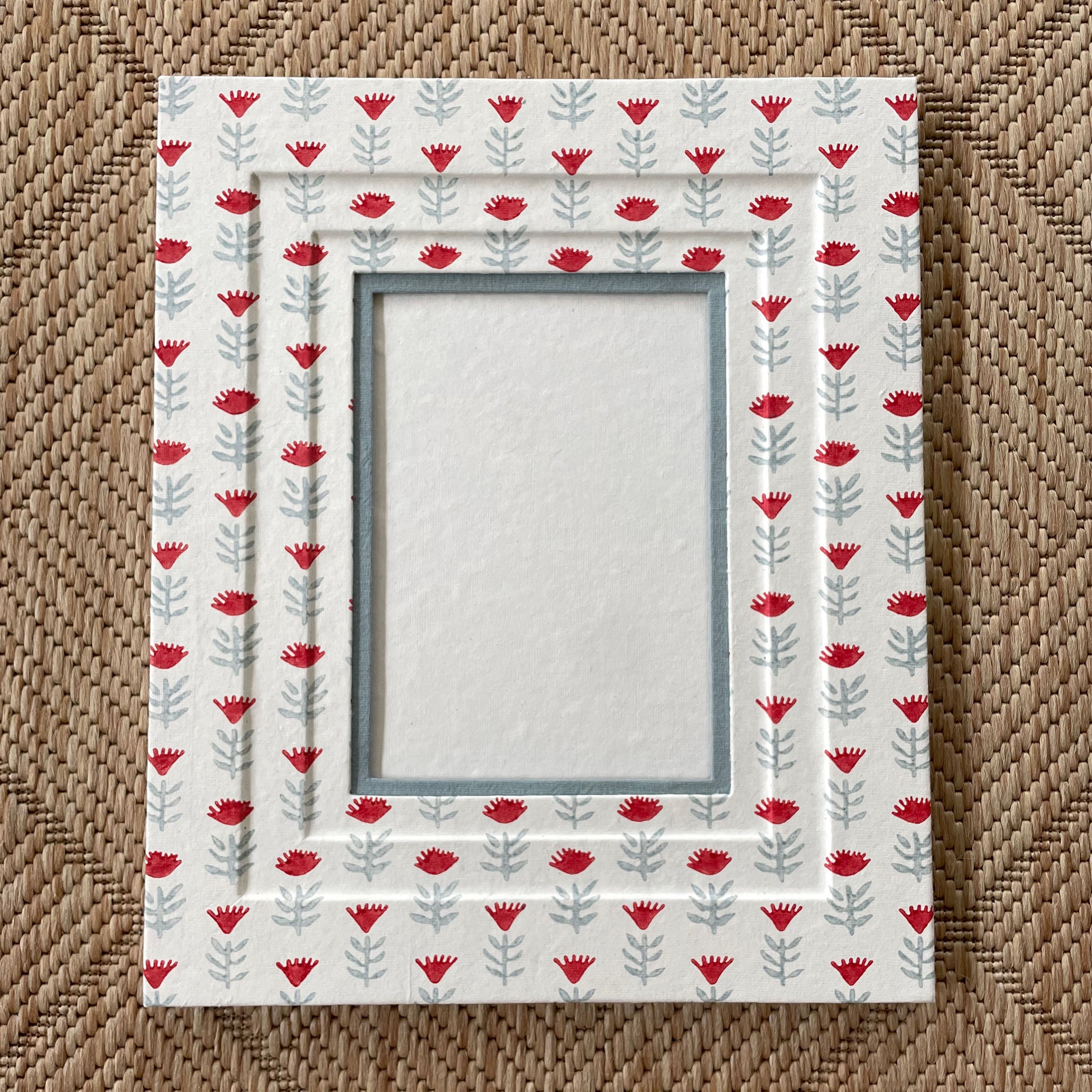 5x7 Block Printed Picture Frame in Claire Poppy