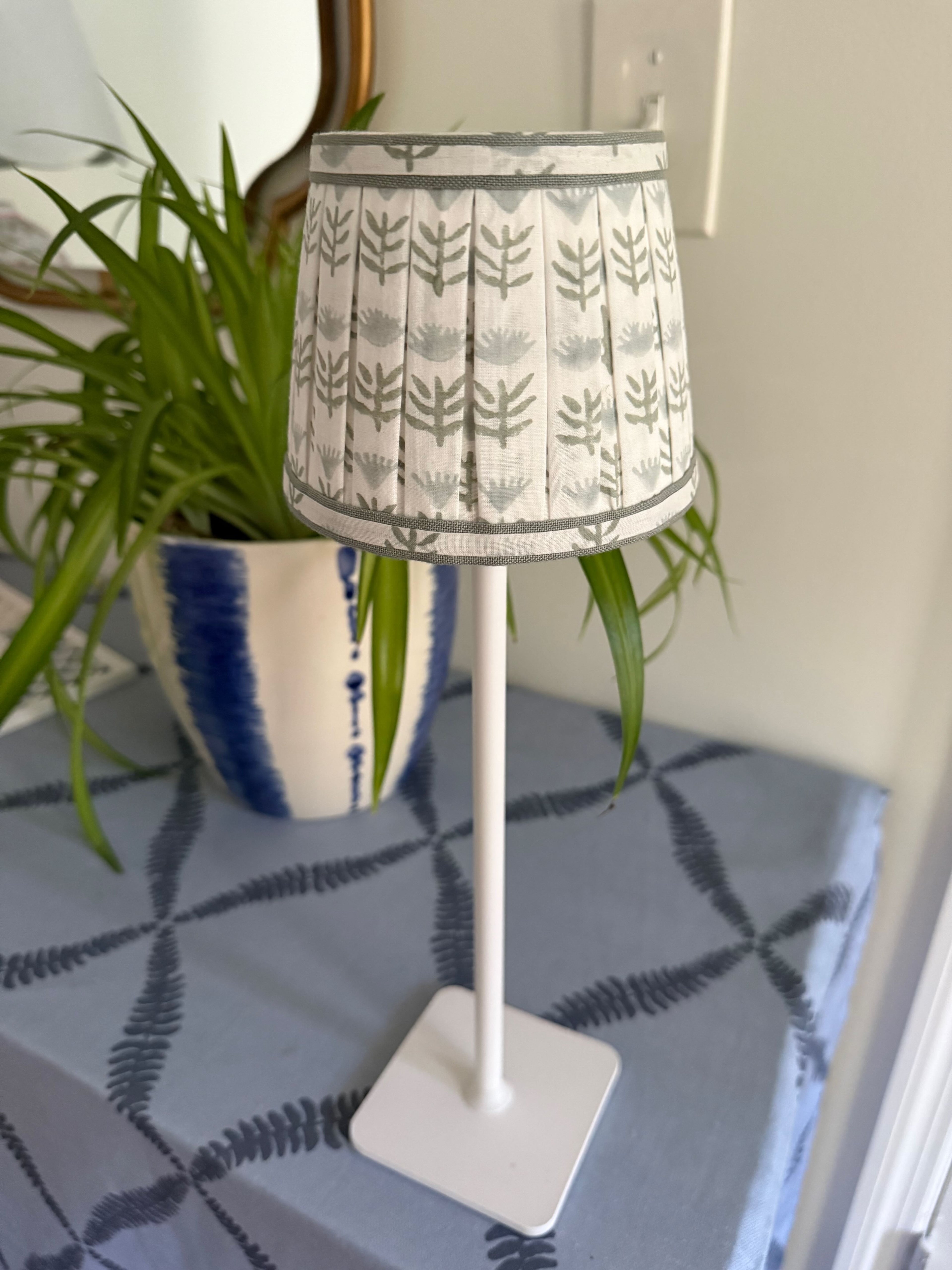 Pleated Block Print Lampshade Cover for Cordless Lamps - Claire Serene