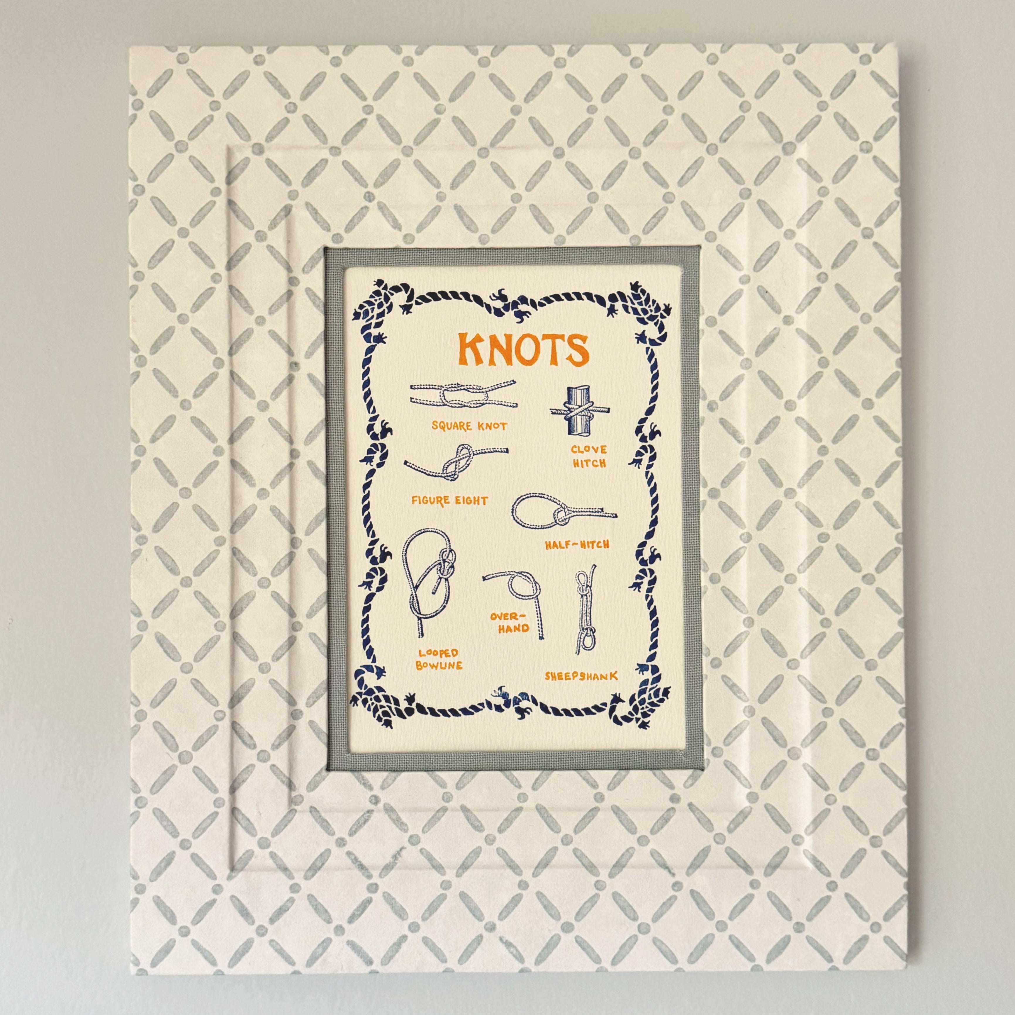 5x7 Block Printed Picture Frame in Croix Blue