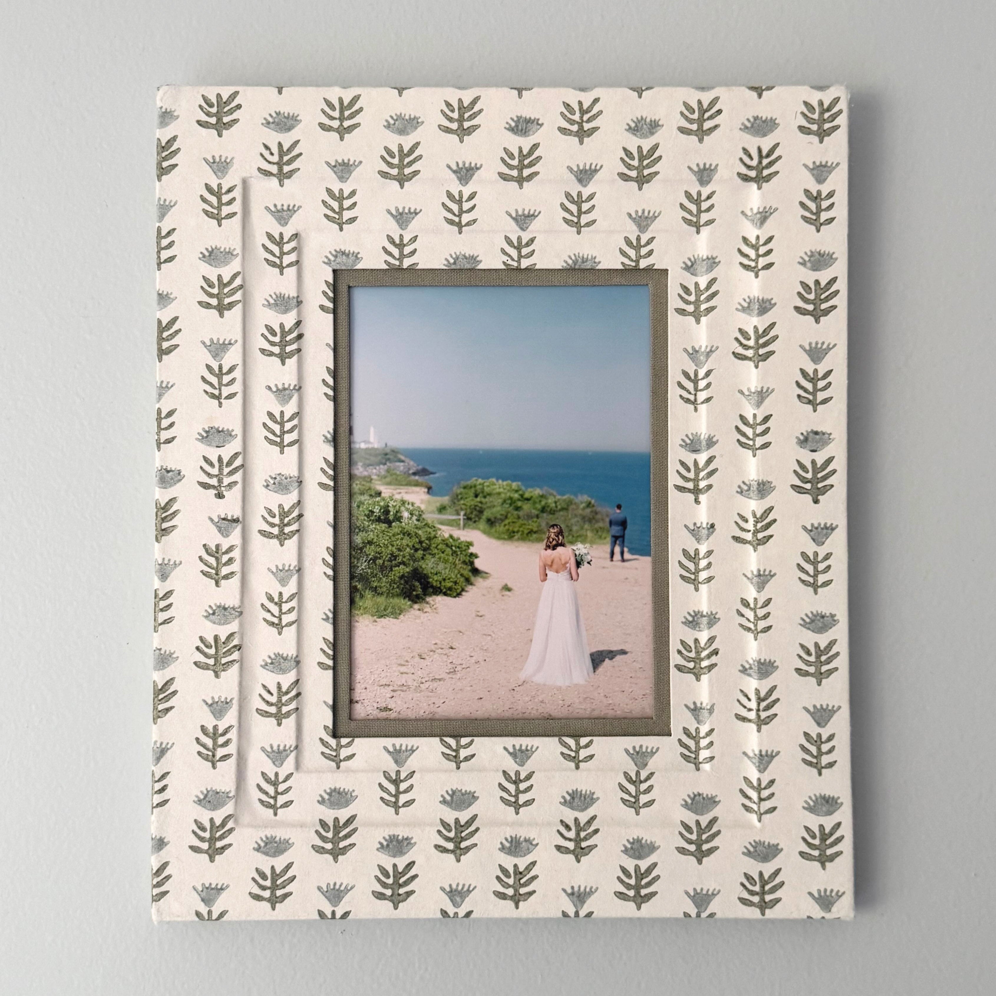 5x7 Block Printed Picture Frame in Claire Serene