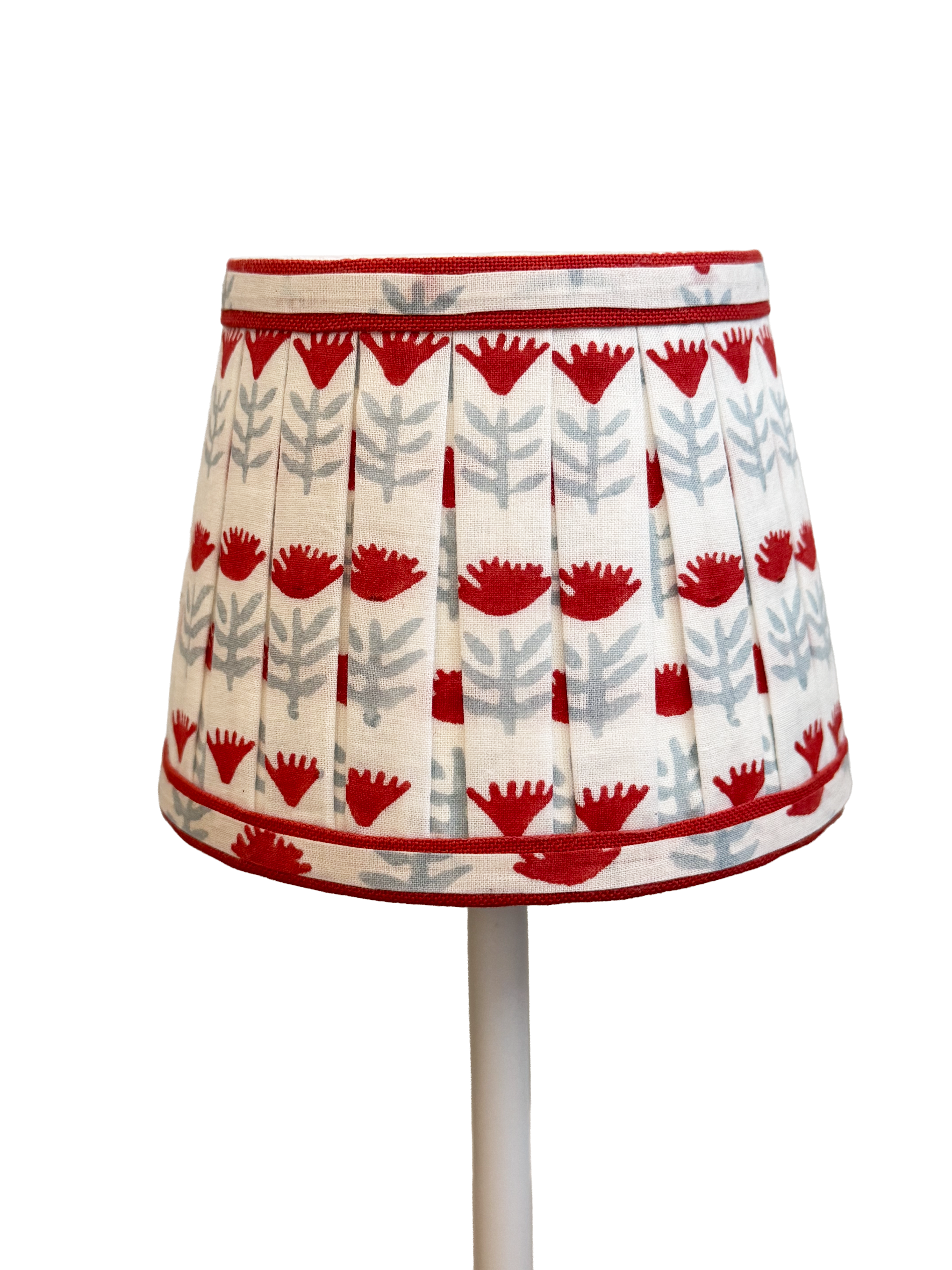 Pleated Block Print Lampshade Cover for Cordless Lamps - Claire Poppy