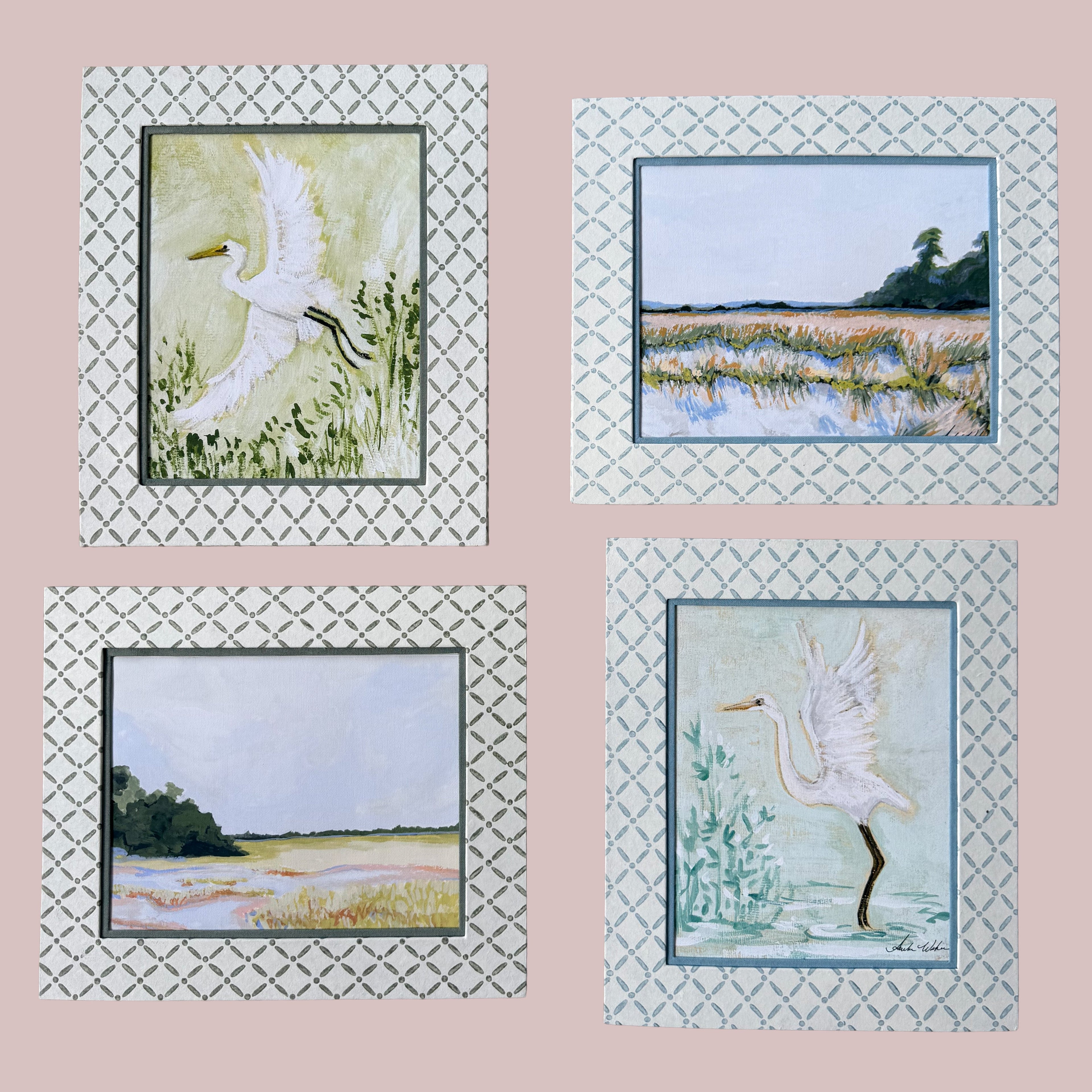 8x10 Block Printed Frame for tabletop or wall in Croix Blue