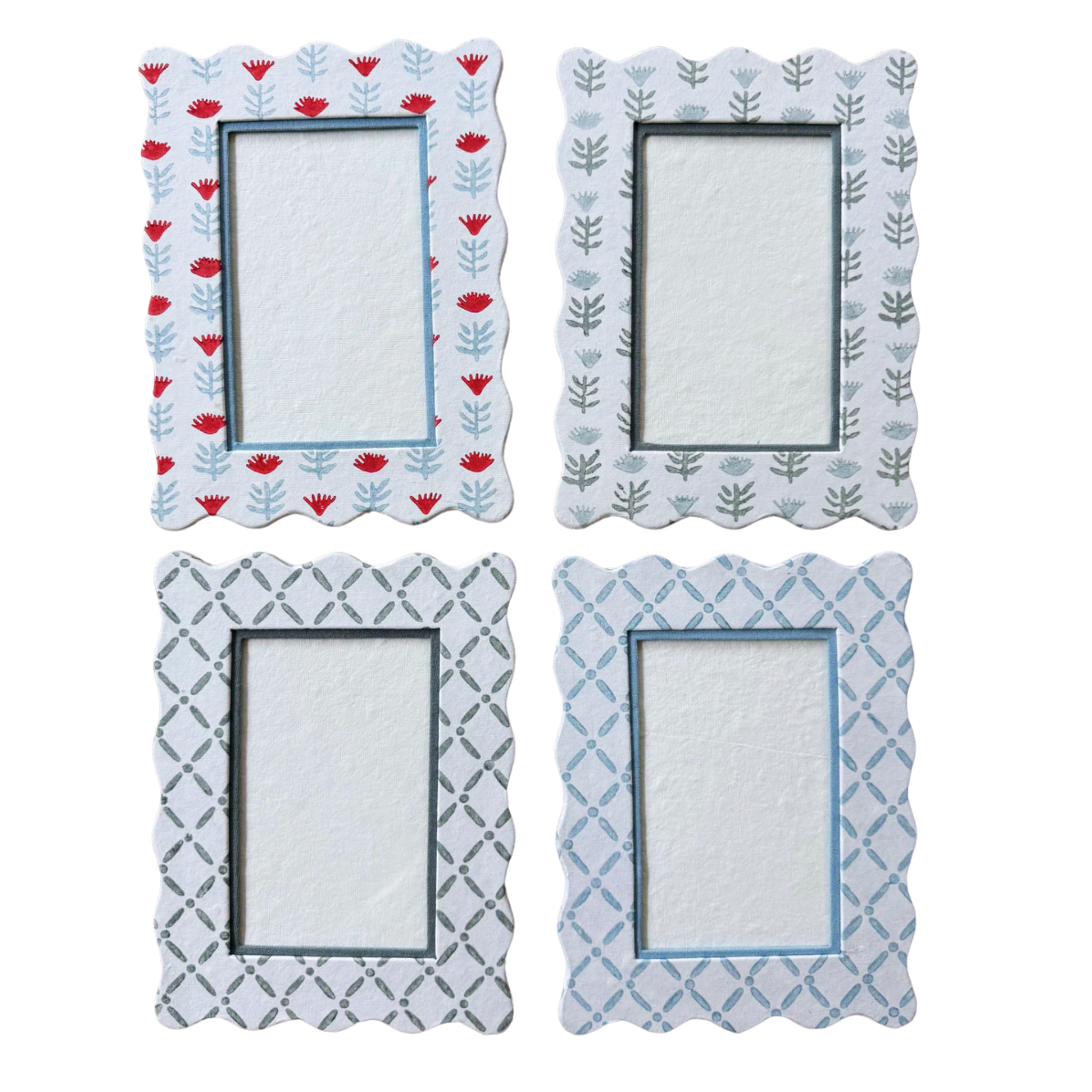 4x6 Block Printed Frame - Croix Green